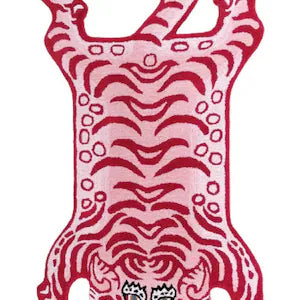Pink Red Tibetan Tiger Hand Tufted Rug