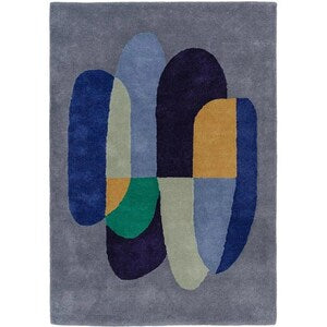 Modern Abstract Arch Pattern Hand-Tufted Wool Rug