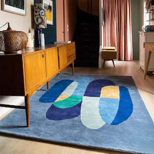 Modern Abstract Arch Pattern Hand-Tufted Wool Rug