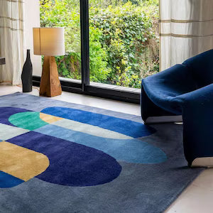 Modern Abstract Arch Pattern Hand-Tufted Wool Rug