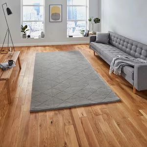 Premium Hand Tufted Geometric Wool Rug – Modern Area Carpet