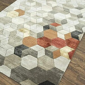 Hand-Tufted Wool Rug – Modern Geometric Design in Brown & Orange