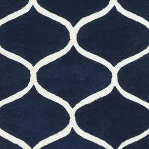 Blue & White Abstract Hand Tufted Wool Area Rug for Modern Interiors