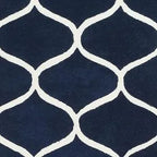 Blue & White Abstract Hand Tufted Wool Area Rug for Modern Interiors