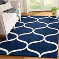 Blue & White Abstract Hand Tufted Wool Area Rug for Modern Interiors
