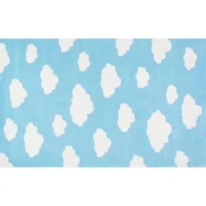 Cloud Baby Blue Hand Tufted Wool Area Rug for Bedroom & Living Room