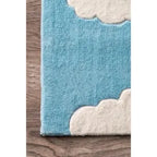 Cloud Baby Blue Hand Tufted Wool Area Rug for Bedroom & Living Room
