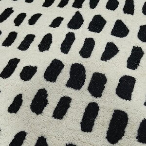 Modern Black & Beige Abstract Hand Tufted Wool Area Rug