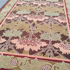 Cecil Brown & Green Hand Knotted Traditional Wool Area Rug for Bedroom & Hall
