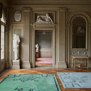 Parrot Green Hand Tufted Wool Area Rug – Modern Bedroom Accent Carpet