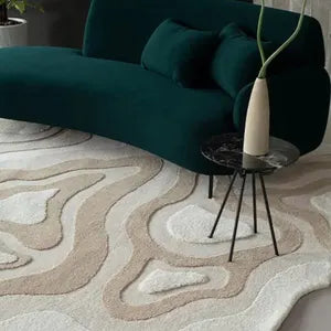 Abstract Off-White Modern Hand-Tufted Designer Rug