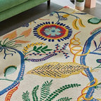 Elegant Multicolor Floral Pattern Hand-Tufted Wool Rug