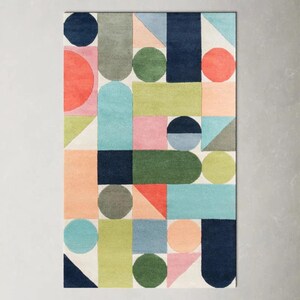 Nordic Pastel Mosaic – Modern Geometric Hand Tufted Rug