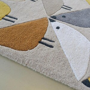 Modern Hand-Tufted Bird Pattern Rug – Scandinavian Geometric Area Carpet