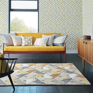 Modern Hand-Tufted Bird Pattern Rug – Scandinavian Geometric Area Carpet