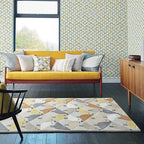 Modern Hand-Tufted Bird Pattern Rug – Scandinavian Geometric Area Carpet