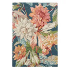 Rosehip Teal Wild Rose Hand-Tufted Wool Designer Rug