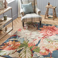 Rosehip Teal Wild Rose Hand-Tufted Wool Designer Rug