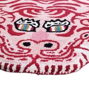 Pink Red Tibetan Tiger Hand Tufted Rug