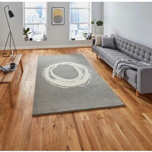 Modern Brown & Ivory Abstract Hand Tufted Wool Area Rug