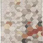 Hand-Tufted Wool Rug – Modern Geometric Design in Brown & Orange