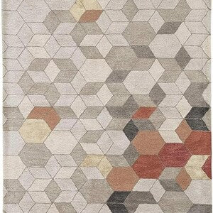 Hand-Tufted Wool Rug – Modern Geometric Design in Brown & Orange