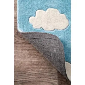 Cloud Baby Blue Hand Tufted Wool Area Rug for Bedroom & Living Room