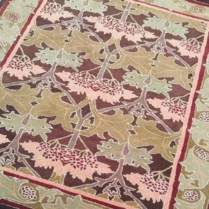 Cecil Brown & Green Hand Knotted Traditional Wool Area Rug for Bedroom & Hall