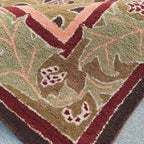 Cecil Brown & Green Hand Knotted Traditional Wool Area Rug for Bedroom & Hall