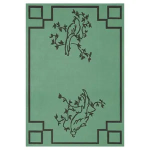 Parrot Green Hand Tufted Wool Area Rug – Modern Bedroom Accent Carpet