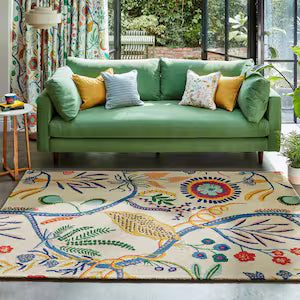 Elegant Multicolor Floral Pattern Hand-Tufted Wool Rug