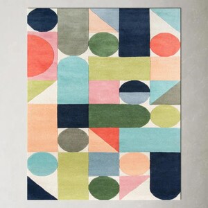 Nordic Pastel Mosaic – Modern Geometric Hand Tufted Rug