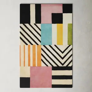 Modern Hand-Tufted Geometric Multicolor Carpet