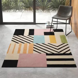 Modern Hand-Tufted Geometric Multicolor Carpet