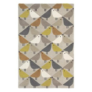 Modern Hand-Tufted Bird Pattern Rug – Scandinavian Geometric Area Carpet