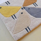 Modern Hand-Tufted Bird Pattern Rug – Scandinavian Geometric Area Carpet