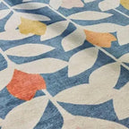 Elegant Blue & Beige Modern Floral Hand-Tufted Wool Rug