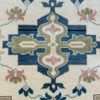 Oushak Premium Beige & Blue Hand-Knotted Oushak Area Rug for Elegant Home & Office Décor