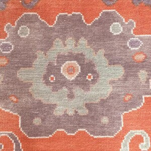 Vintage Oushak Hand-Knotted Wool Rug – Traditional Floral Design in Rust Orange & Beige