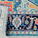 Oushak Hand-Knotted Turkish Rug – Premium Blue Luxury Carpet for Living Room Décor