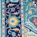 Oushak Hand-Knotted Turkish Rug – Premium Blue Luxury Carpet for Living Room Décor