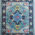 Oushak Hand-Knotted Turkish Rug – Premium Blue Luxury Carpet for Living Room Décor