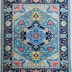 Oushak Hand-Knotted Turkish Rug – Premium Blue Luxury Carpet for Living Room Décor