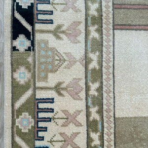 Oushak Premium Beige & Blue Hand-Knotted Oushak Area Rug for Elegant Home & Office Décor