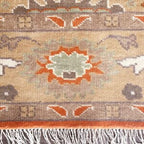 Vintage Oushak Hand-Knotted Wool Rug – Traditional Floral Design in Rust Orange & Beige