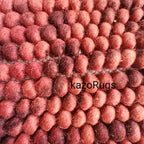 Handcrafted Red Pebble Felt Ball Rug – Soft Wool Area Carpet for Boho Interiors