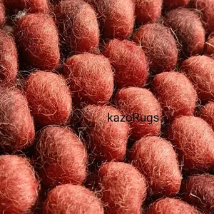 Handcrafted Red Pebble Felt Ball Rug – Soft Wool Area Carpet for Boho Interiors