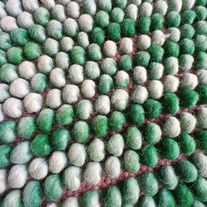 Emerald Green & White Chunky Ball Wool Carpet
