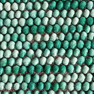 Emerald Green & White Chunky Ball Wool Carpet