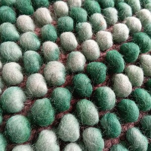 Emerald Green & White Chunky Ball Wool Carpet